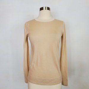 CLUB MONACO Italian Wool Pink and Cream Color Block Crew Neck Sweater M EUC
